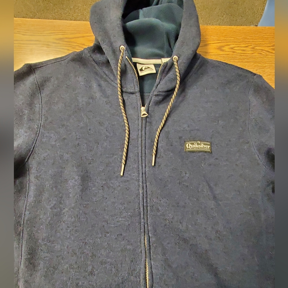 Mens navy Quicksilver zip up hooded jacket